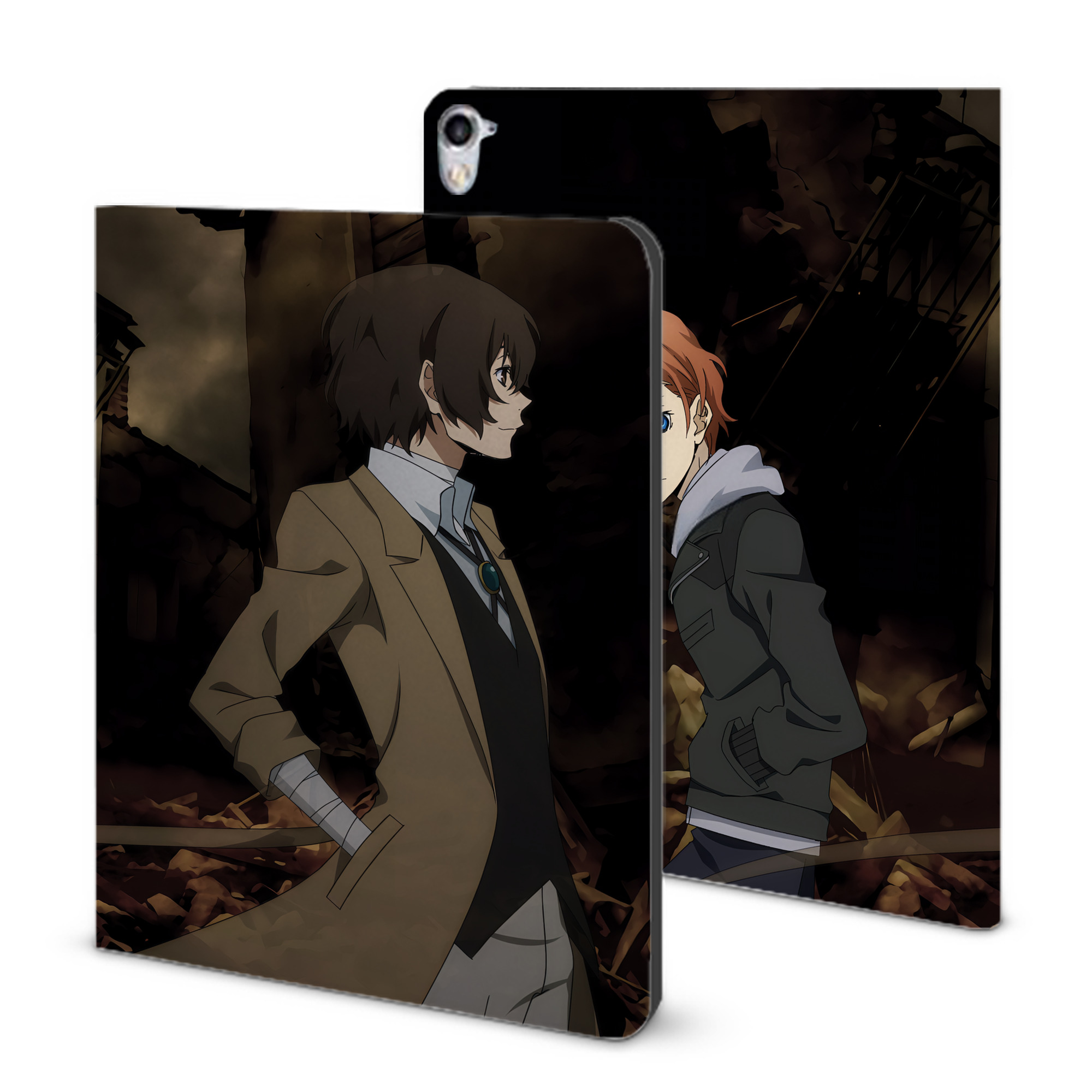 （画像用） 文豪ストレイドッグス Bungo Stray Dogs IPad ケース ブック型 PUレザー TPU 耐衝撃 軽量 薄型 ペン収納なし 全面保護 IPad 各モデル対応